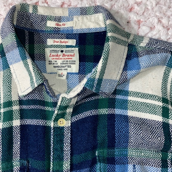 Lucky brand “True indigo” flannel button down “L” slim fit - Picture 2 of 3